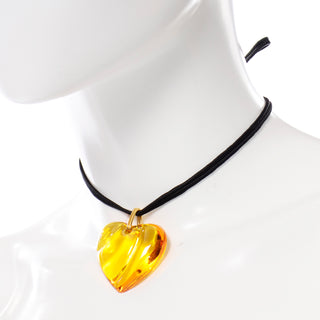 Vintage Baccarat Crystal Heart Pendant Necklace