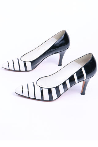 1990s Bally Black & White Striped Vintage Shoes with Box