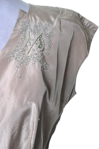 1940s Vintage Dress Pale Mauve Beaded Rhinestones Size 12 - Dressing Vintage