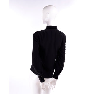 Bernard Perris Vintage Silk Black Blouse W Beaded Dickie