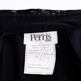 Bernard Perris Vintage Silk Black Blouse W Beaded Dickie