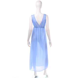 1970's Bernette Blue Nightgown and Peignoir Robe Set Size Large