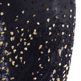 Bill Blass Vintage Sheer Silk Beaded Gold Sequin Long Evening Skirt