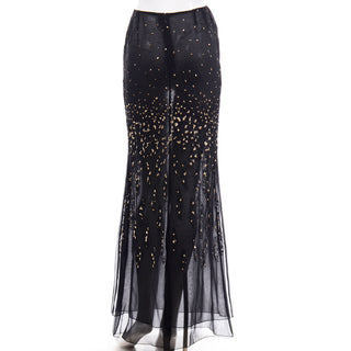 Bill Blass Vintage Silk Beaded Sequin Long Sheer Evening Skirt