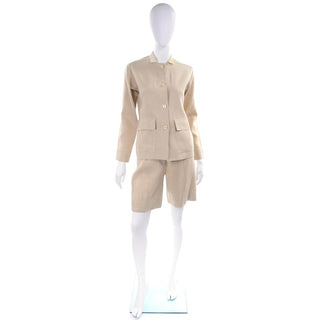 1950s Bill Atkinson Tan Linen Jacket & High Rise Shorts Suit