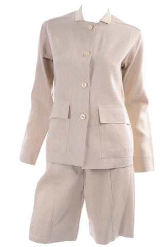 1950s Bill Atkinson Tan Linen Jacket & High Rise Shorts Suit