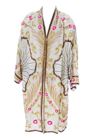 1980s heavily beaded evening coat in the style of a 1920's flapper coat