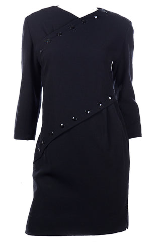 Vintage Pierre Cardin Black Dress w Button Detail