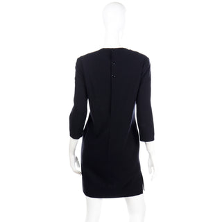 Vintage Pierre Cardin Black Dress w Diagonal Snap Button Detail