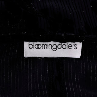 1980s Bloomingdales Vintage Burn Out Black Velvet Evening Dress 80s