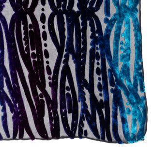 ON HOLD // 1990s Bob Mackie Wearable Art Blue & Purple Burnout Silk Velvet Long Scarf