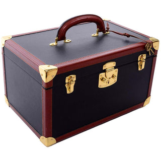 Bottega Veneta Carry On Vintage Black & Brown Train Case Luggage