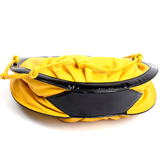 1980s Braccialini Vintage Yellow Round Circle Handbag w Dust Bag and shoulder strap