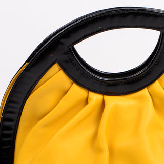 1980s Braccialini Vintage Yellow Round Circle Handbag w Original Dust Bag