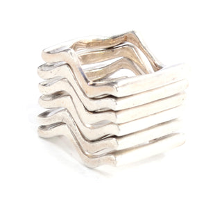 Set of 6 1970s Brusca Dante Modernist Sterling Silver Stacking Rings Sz 7 Signed