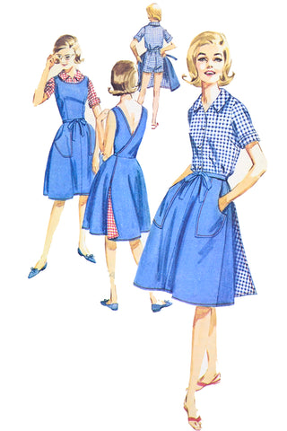 1963 Uncut Butterick 2745 Wrap Around Skirt Dress Shorts & Blouse Pattern