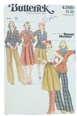 1970s Butterick 4369 Vintage Pants & Jacket Sewing Pattern