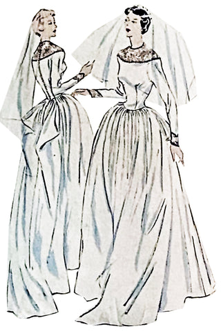 1949 Wedding Gown & Bridesmaid DressVintage Sewing Pattern Butterick 4837