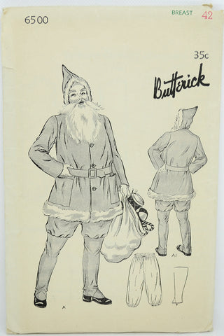Rare 1940s Butterick 6500 Santa Claus Suit Costume Vintage Sewing Pattern