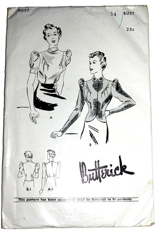 1930s Butterick 8097 Blouse Sewing Pattern