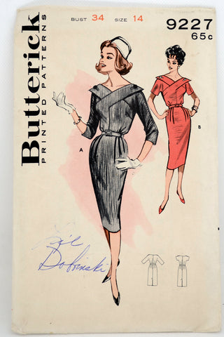 Butterick 9227 Vintage 1960 Dress Sewing Pattern