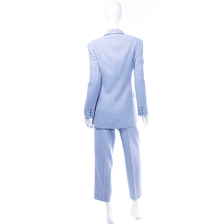 Calvin Klein Collection Periwinkle Blue Longline Blazer Jacket and Trousers Suit M