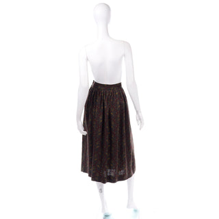 1980s Calvin Klein Burgundy Western Paisley Midi Skirt