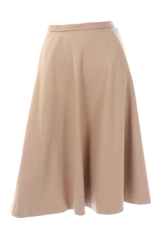 Vintage Camel Wool Midi Skirt