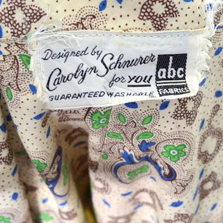 Carolyn Schnurer Vintage Dress Yellow Print ABC Fabric