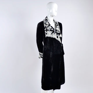 1990s Catherine Bacon Vintage Fine Black Velvet Mohair Evening Coat with Sequins