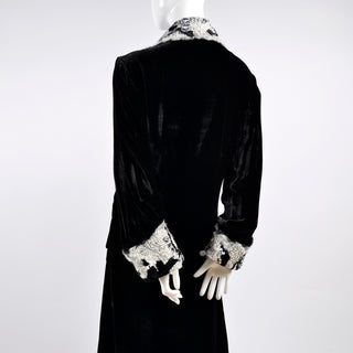 90s Catherine Bacon Vintage Black Velvet Mohair Evening Coat with Sequins