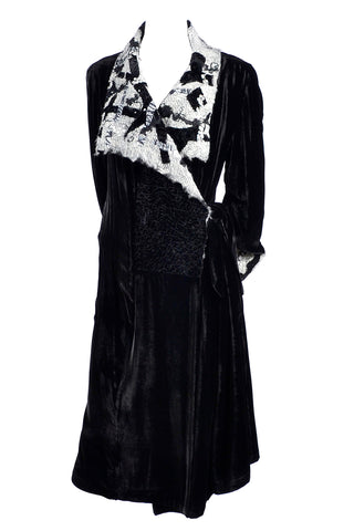 1990s Catherine Bacon Vintage Black Velvet Mohair Evening Coat with Sequins