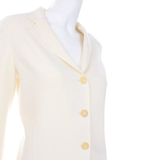 Celine Ivory Cream Vintage 2 pc Skirt and Jacket Suit button front jacket