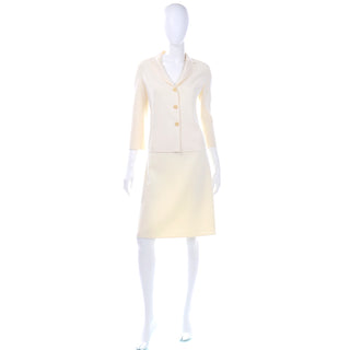 Celine Ivory Cream Vintage 2 pc Skirt and Jacket Suit