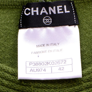 Chanel Green Cashmere Blend Sweater with Brick Red Beads size 42