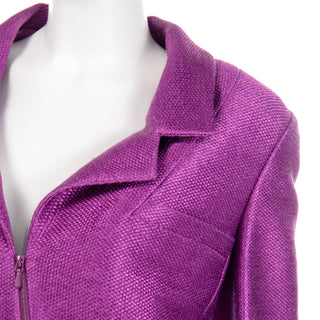 Chanel 2001 Magenta Purple Cropped Jacket metallic sheen