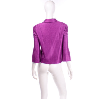 Chanel 2001 Magenta Purple Cropped Jacket asymmetrical zipper