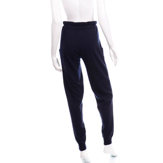 Chanel Cashmere Drawstring Jogger Pants in Midnight Dark Blue