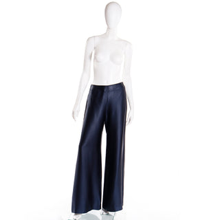 2000 Chanel Fall Winter Midnight Blue Satin Trousers Pants