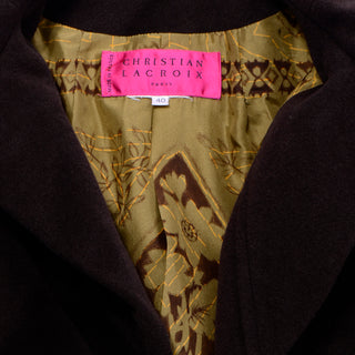1980s Vintage Christian Lacroix Coat With Bow and Topstitching beautiful lining