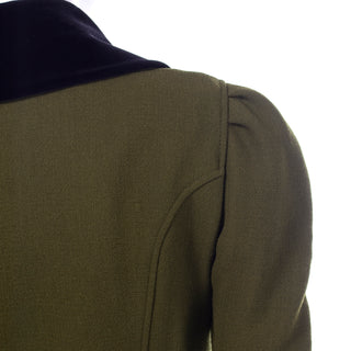 Christian Lacroix Edwardian Inspired Vintage Jacket 1980s green wool with black velvet