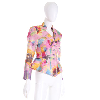 Vintage 1997 Christian Lacroix Pink Abstract Print Jacket Runway Documented blazer
