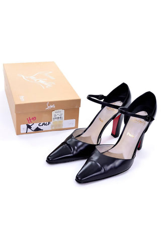 Christian Louboutin Mulano Vintage Black Leather Pumps w/ Red Soles Size 7
