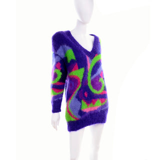 1980s Classiques Oversized Abstract Colorful Mohair Sweater