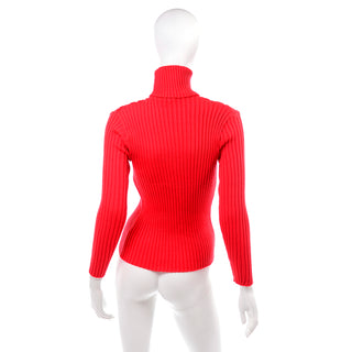 1970's Vintage Acrylic Turtleneck Sweater in bright Red