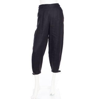 1989 Comme des Garcons 2 piece Black Linen Jacket & Cropped Pants Outfit