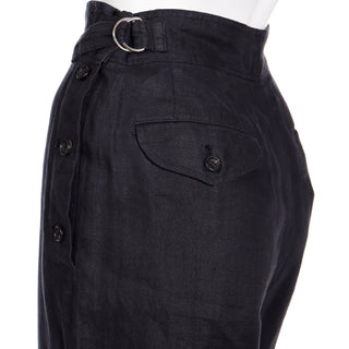 Vintage 1989 Comme des Garcons 2 pc Black Linen Jacket & Pants Outfit with pockets