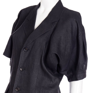 Vintage 1989 Comme des Garcons 2 pc Black Linen Jacket & Pants Summer Outfit