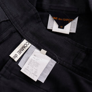 1989 Comme des Garcons 2 pc Black Linen Jacket & Pants Outfit M