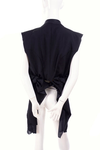 Vintage Comme des Garcons tied back black vest raw hem